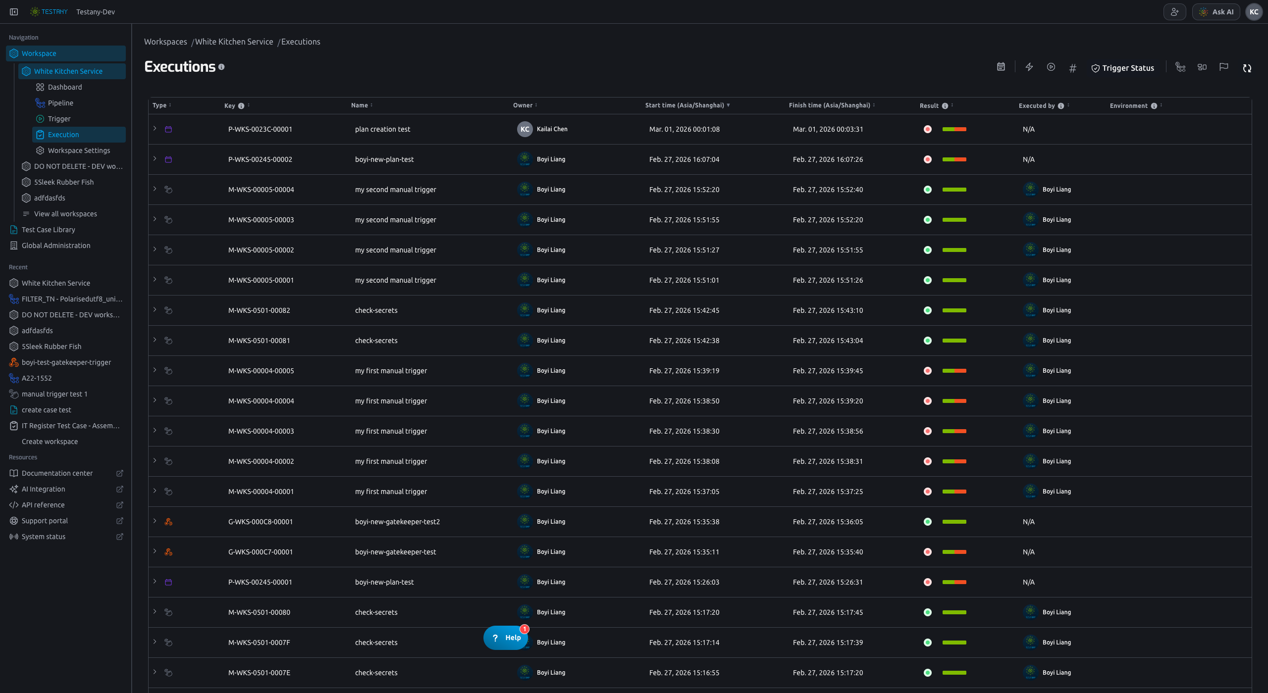 Trigger Status filter