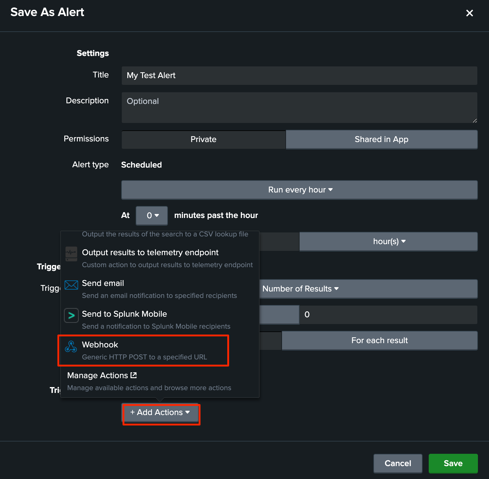 Splunk Webhook