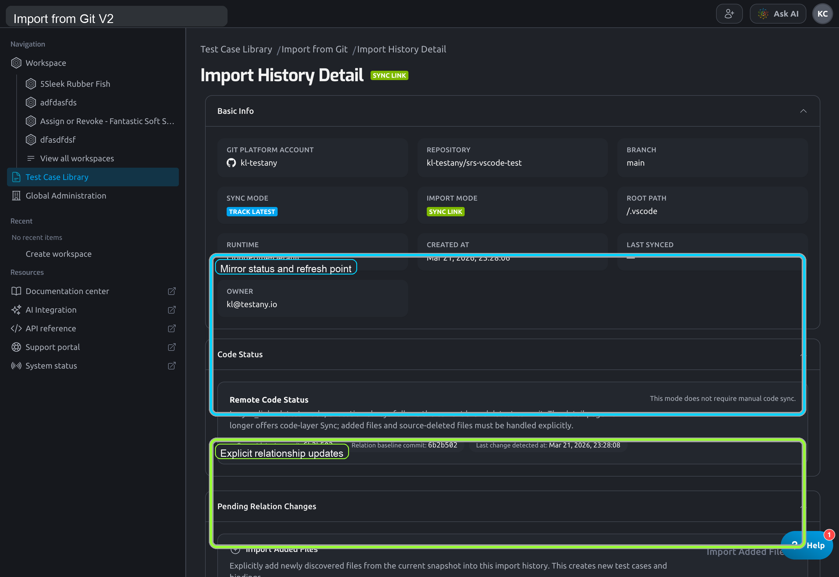 Managed Import history detail