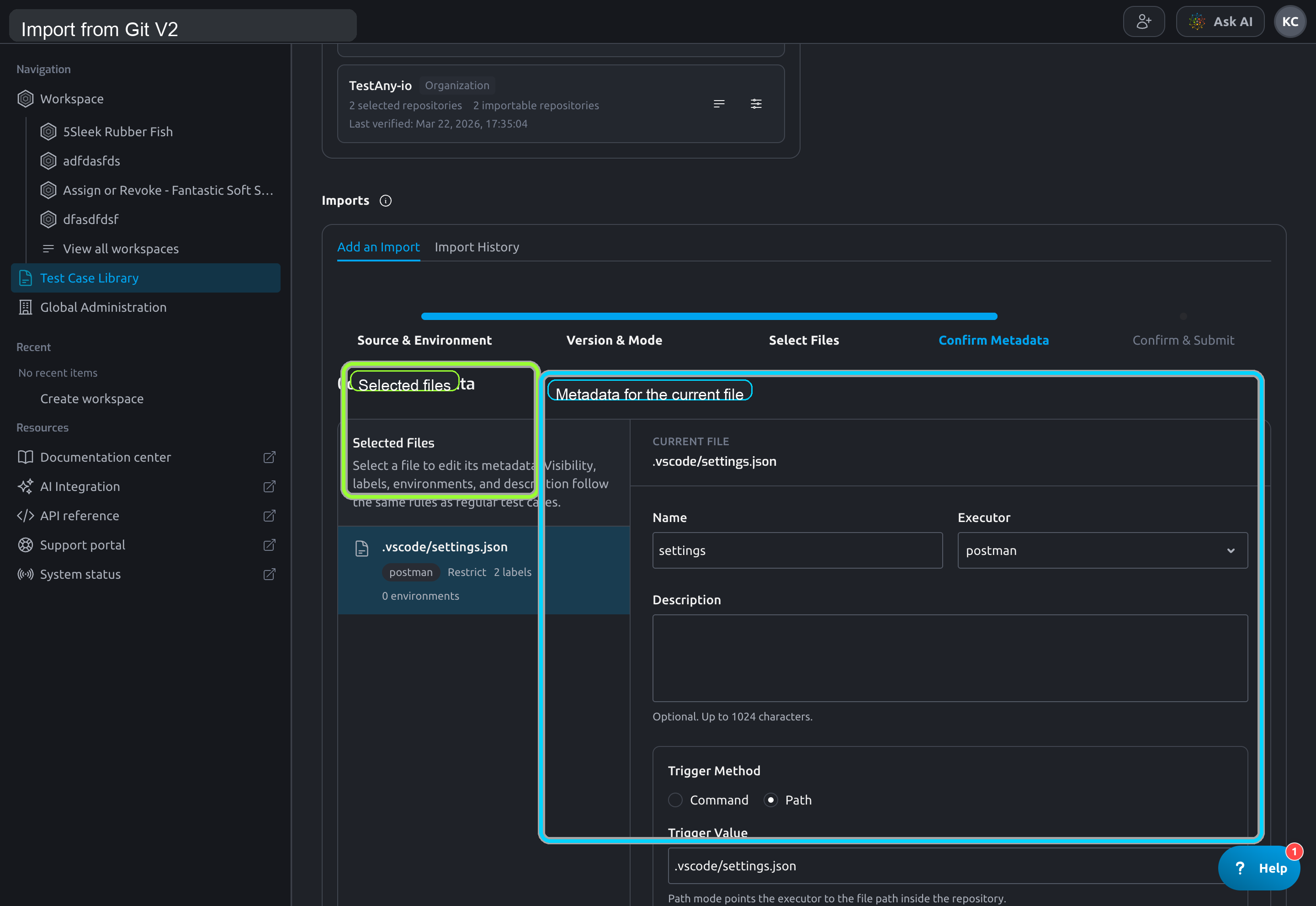 Import from Git V2 step 4